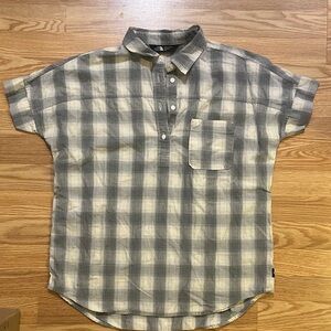 The North Face Plaid Button Down Shirt in Gray and Cream